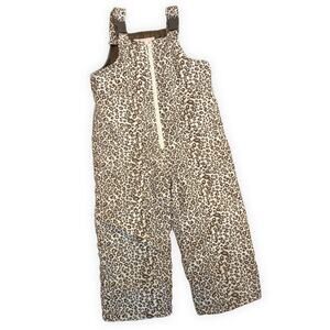London Fog Girls Size 4T Leopard Print Snow Bib Overalls Snow Pants Winter Gear